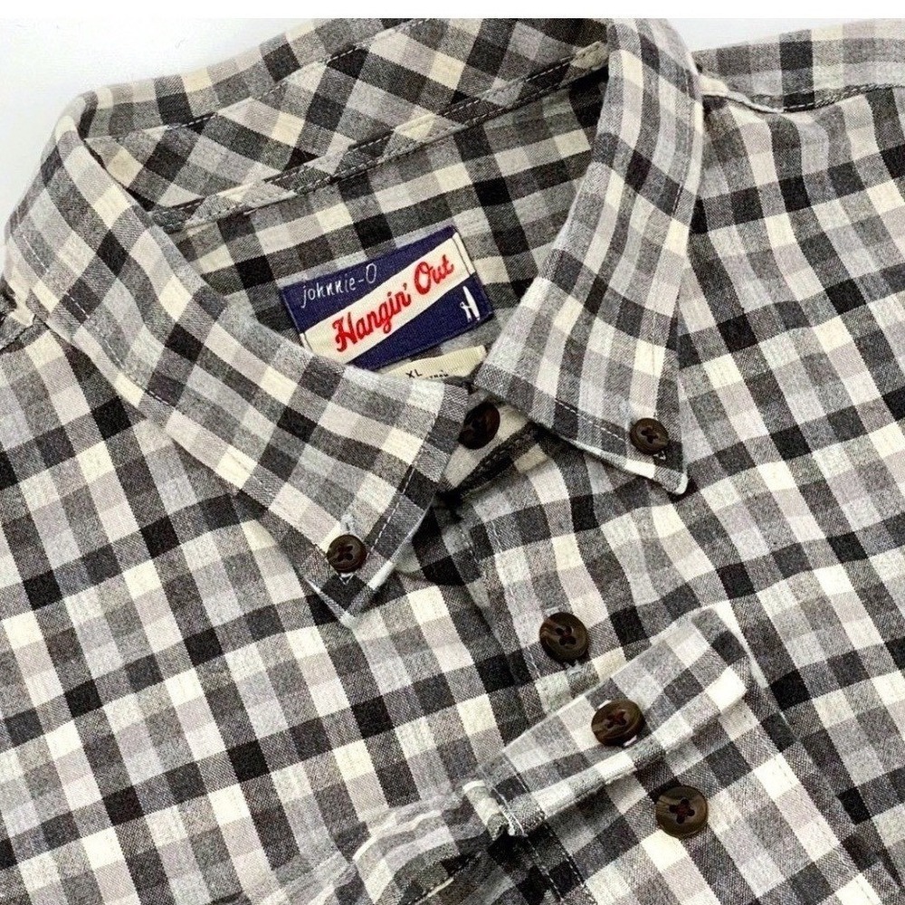 Johnnie-O Hangin Out Coen Gingham Button Down Shirt Mens XL Gray JMWL 6870